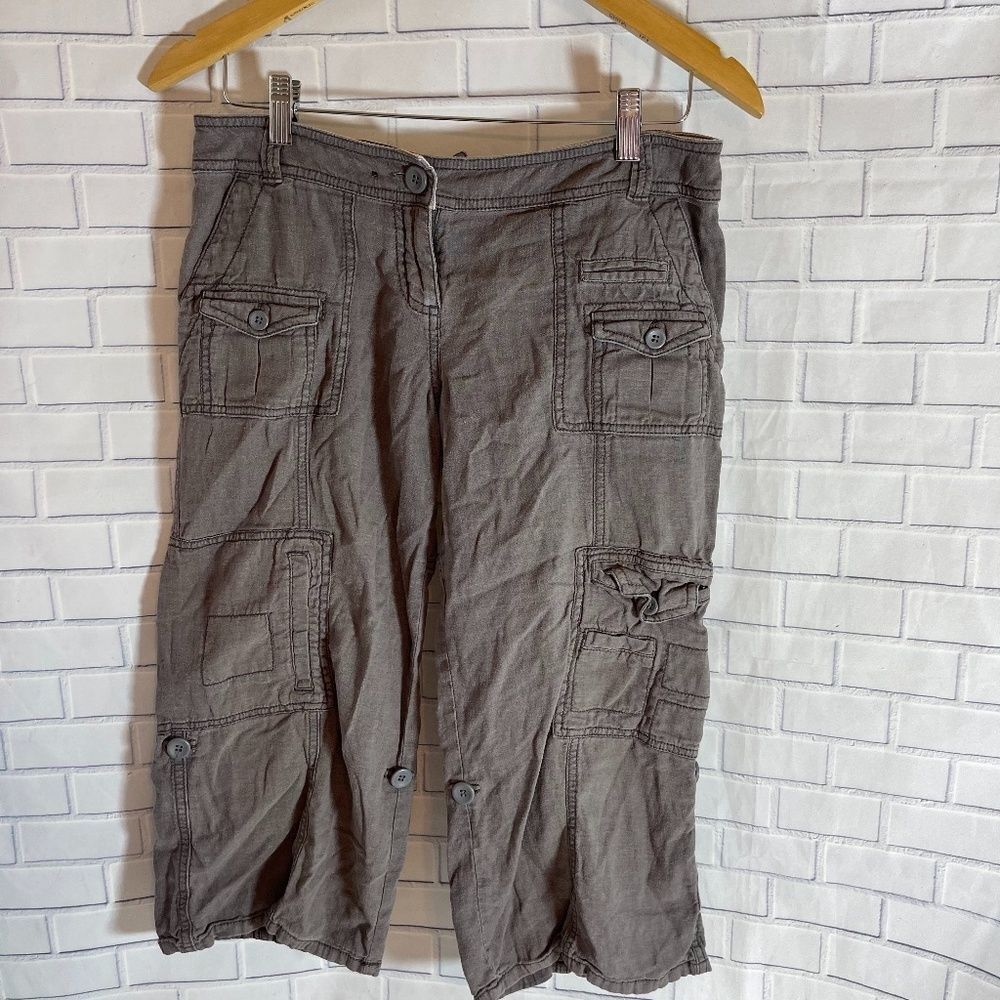 Anthro Hei Hei Brown Linen Blend Cargo Pants Sz 6‎